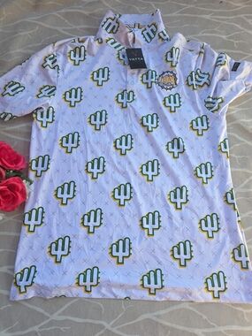 Yatta White Cactus Print Polo